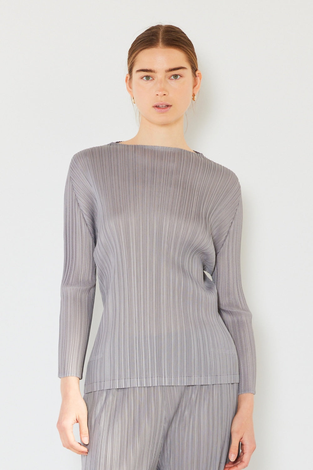 Marina West Swim Pleated Long Sleeve Boatneck Top