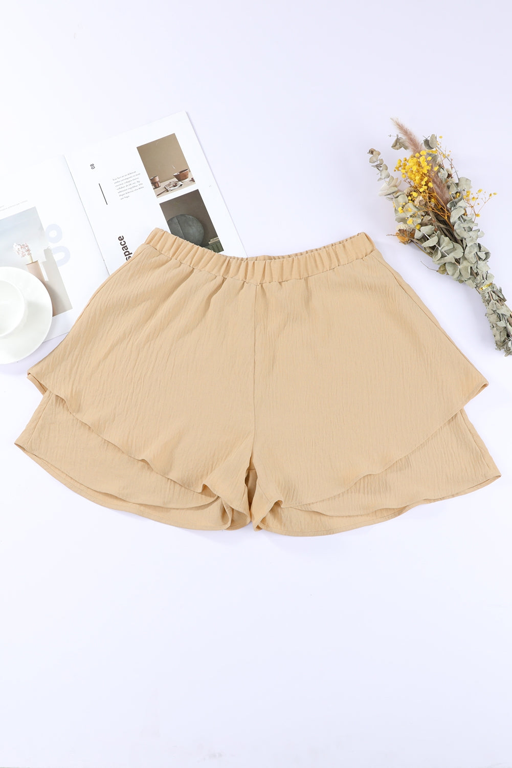 Layered Elastic Waist Shorts