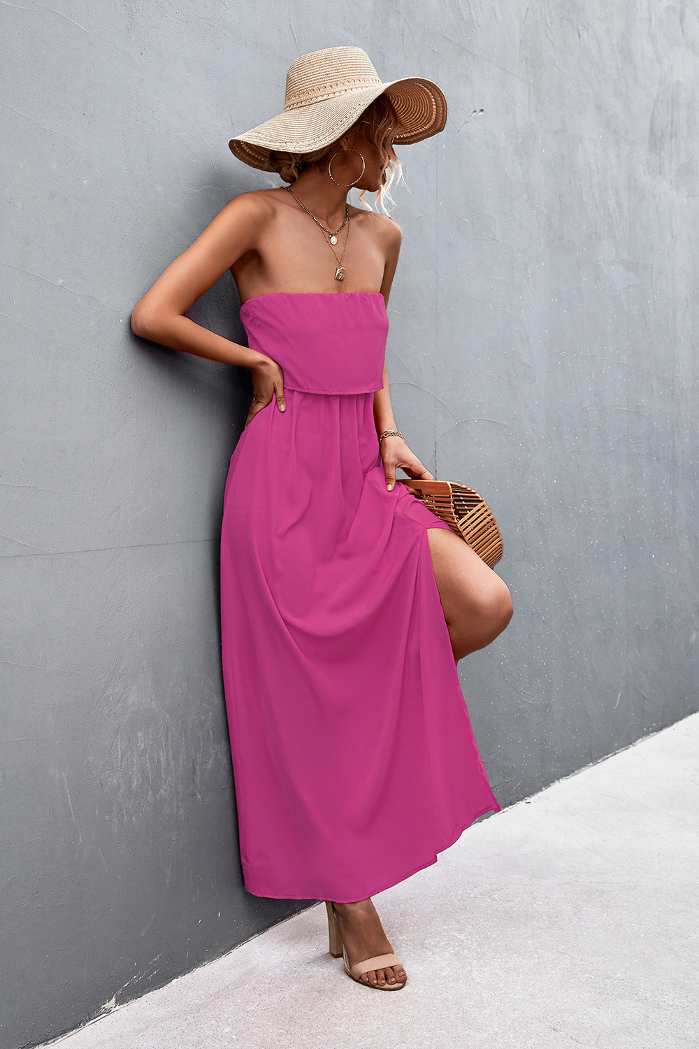 Strapless Split Maxi Dress