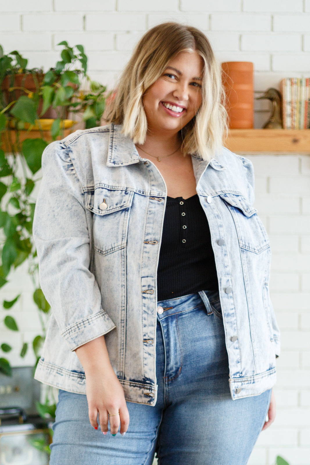 Hello Lovely Quarter Sleeve Denim Jacket