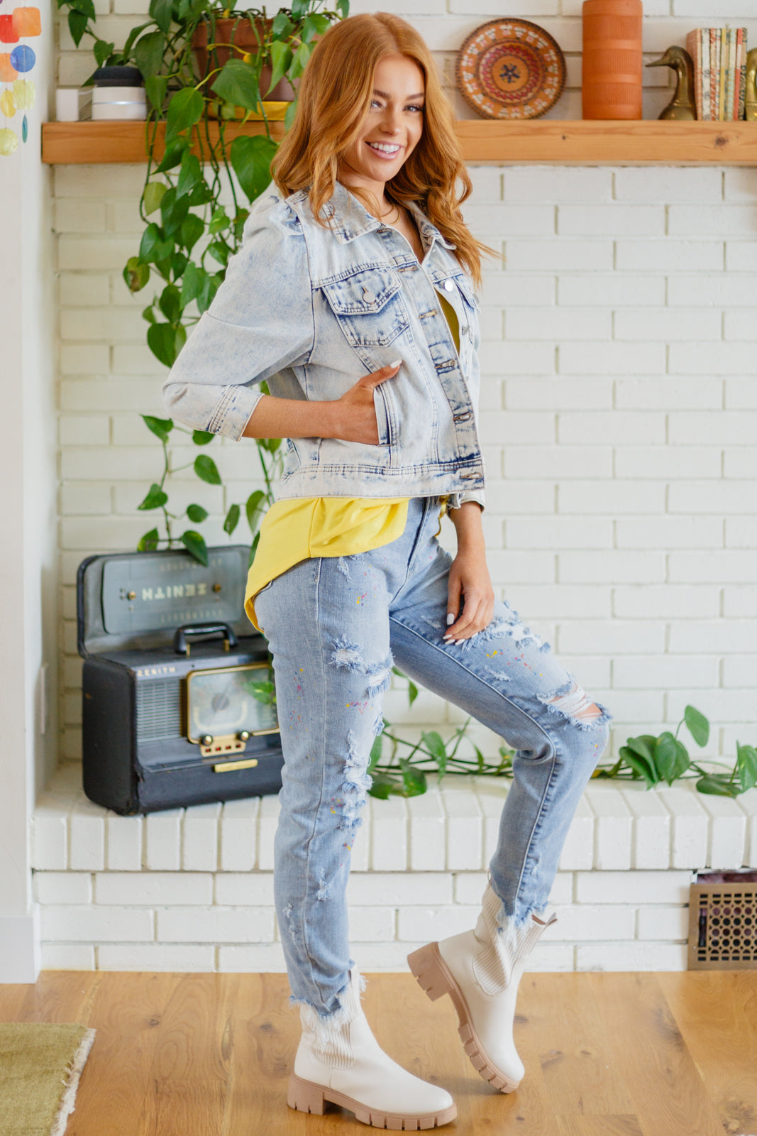 Hello Lovely Quarter Sleeve Denim Jacket