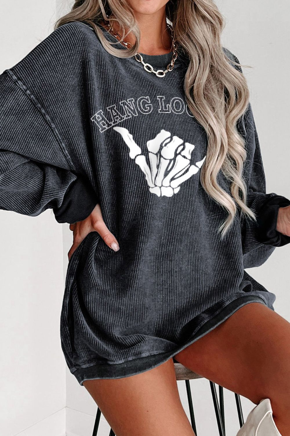 Skeleton Hand Graphic Sweatshirt