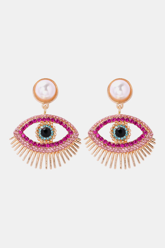 Evil Eye Shape Rhinestone Zinc Alloy Synthetic Dangle Earrings